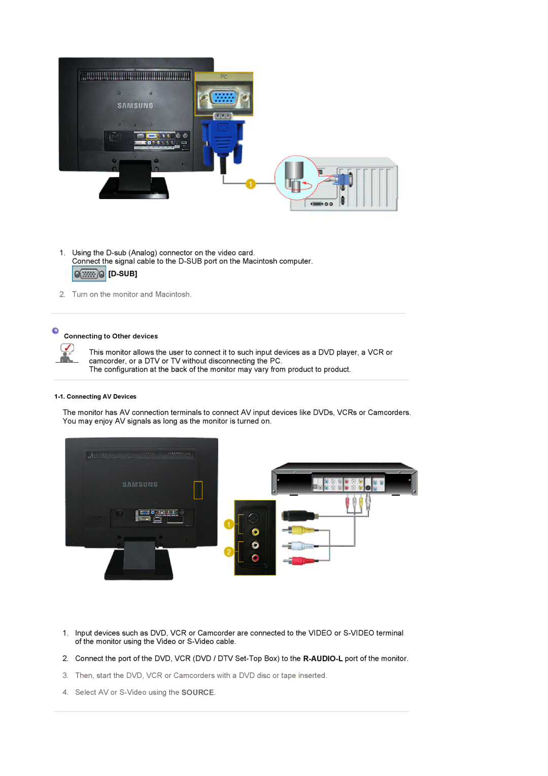 Samsung LS22CRASB/EDC, LS22CRASB6/EDC manual Sub, Turn on the monitor and Macintosh 