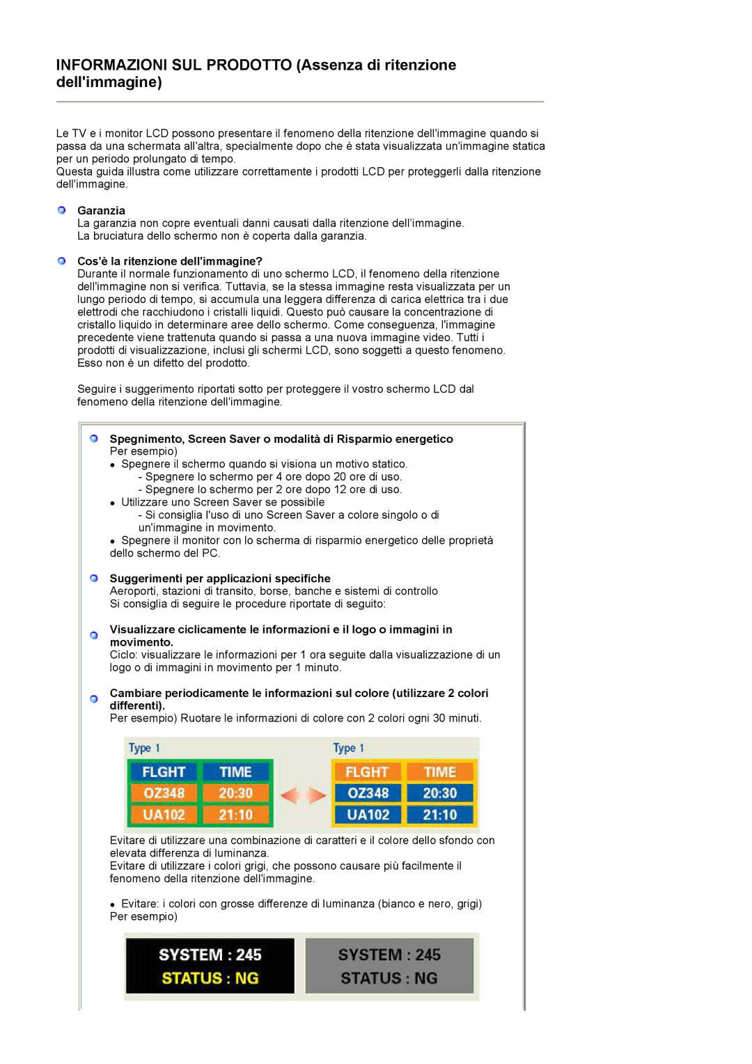 Samsung LS22CRASB/EDC, LS22CRASB6/EDC Garanzia, Cosè la ritenzione dellimmagine?, Suggerimenti per applicazioni specifiche 