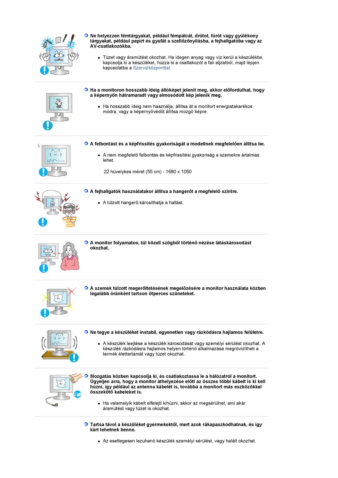 Samsung LS22CRASB/EDC, LS22CRASB6/EDC manual Túlzott hangerő károsíthatja a hallást 