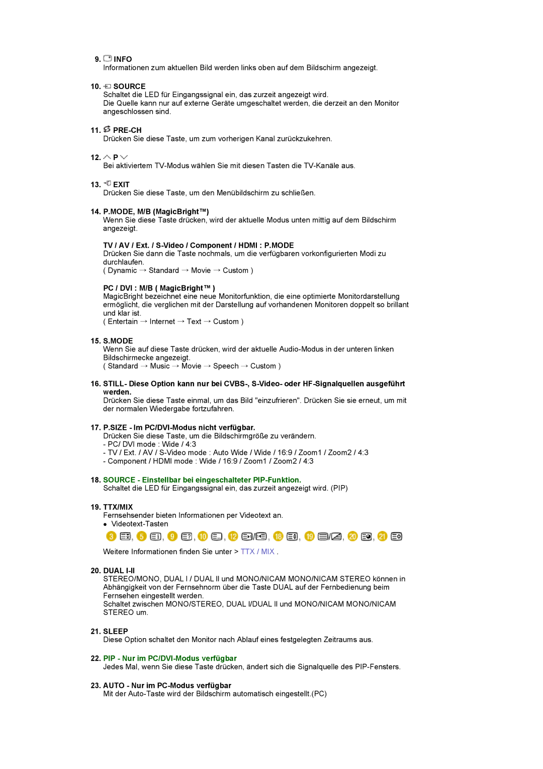 Samsung LS22CRASB/EDC manual Source, Ttx/Mix 