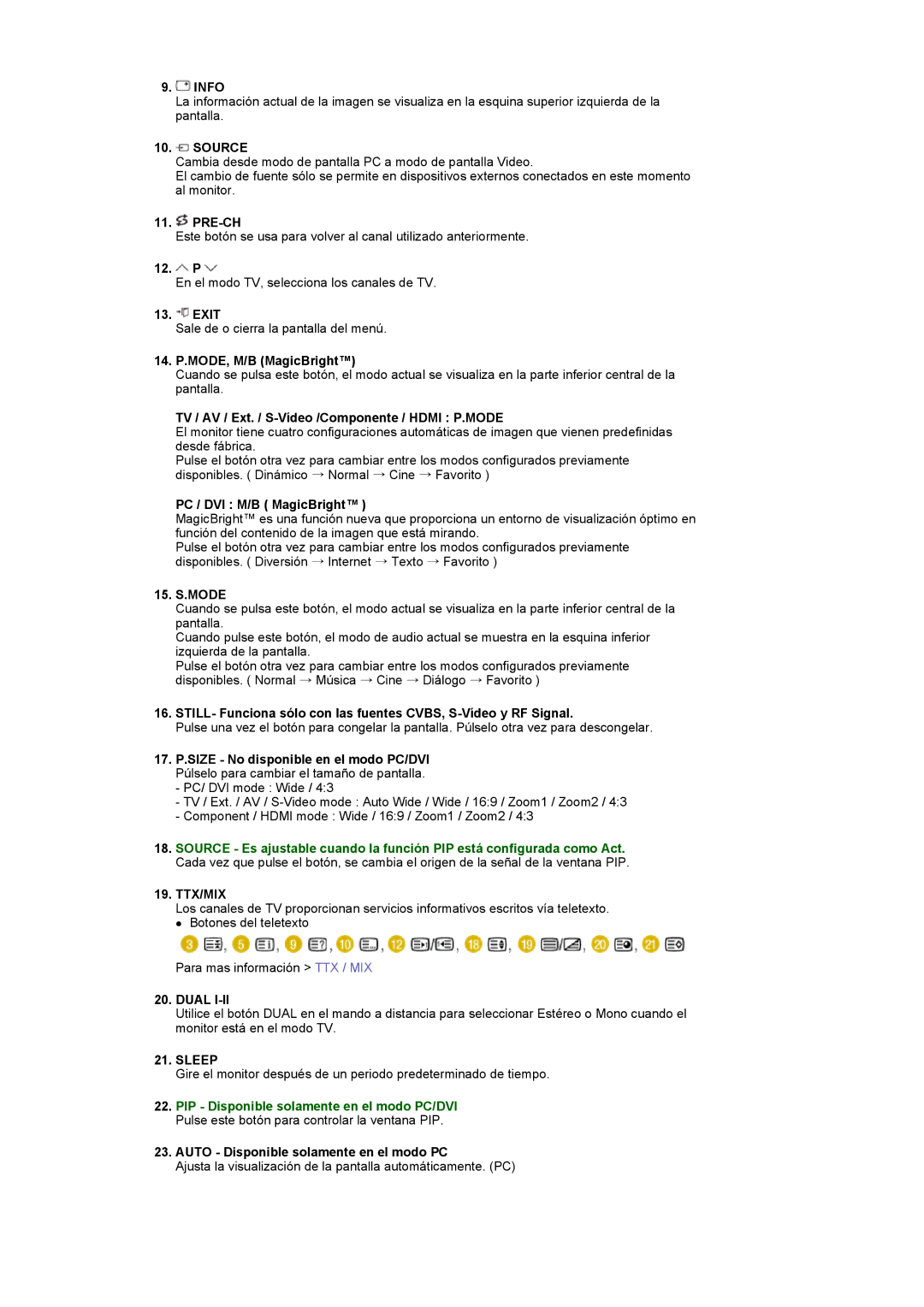 Samsung LS22CRASB/EDC manual Source, Ttx/Mix 