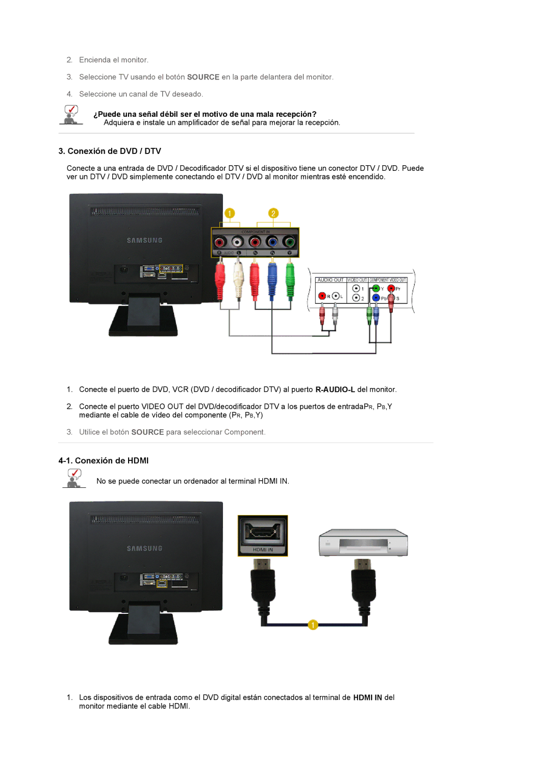 Samsung LS22CRASB/EDC manual Conexión de DVD / DTV, Conexión de Hdmi 