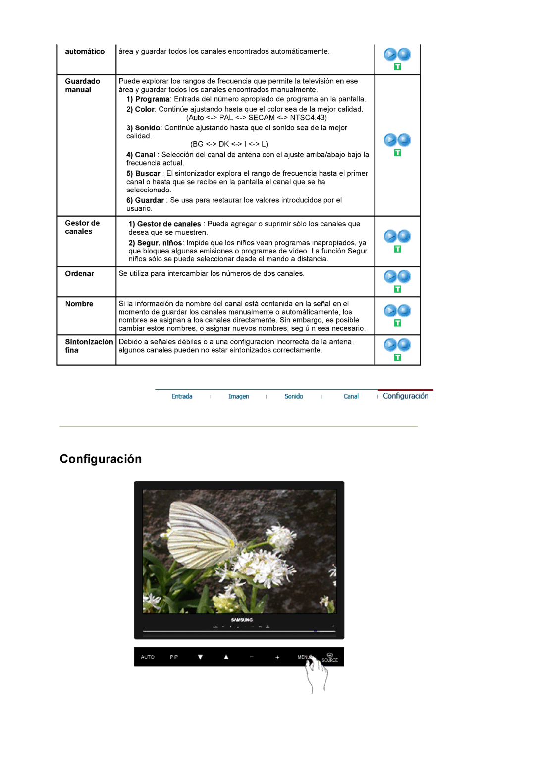 Samsung LS22CRASB/EDC manual Configuración, Ordenar Nombre 