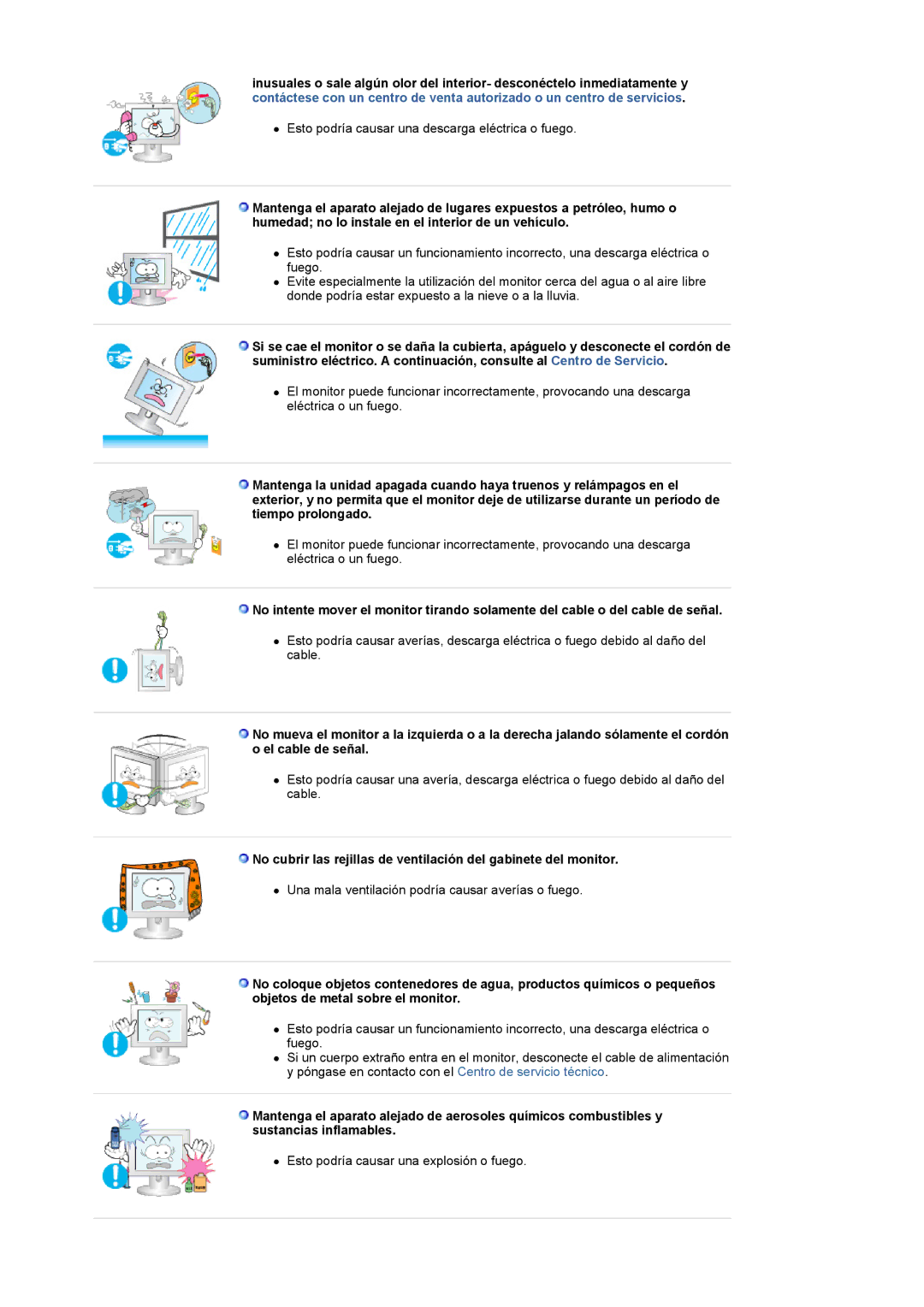 Samsung LS22CRASB/EDC manual Esto podría causar una descarga eléctrica o fuego 