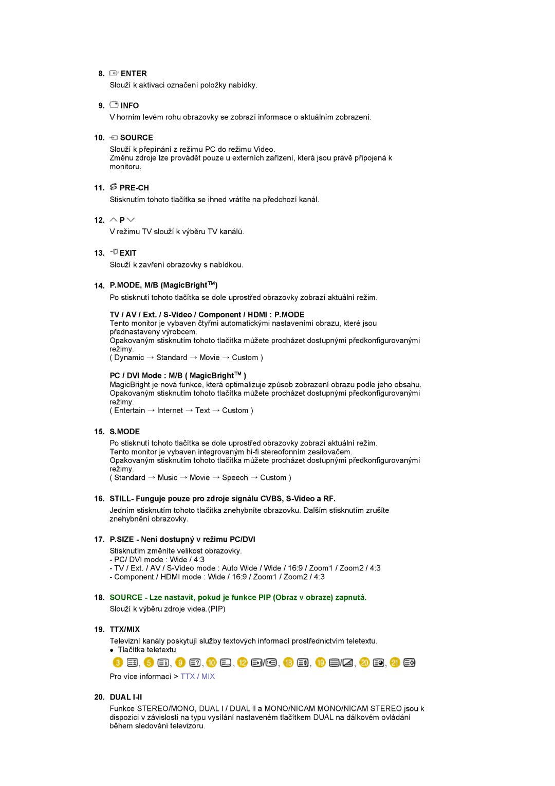 Samsung LS22CRASB/EDC manual Enter, Source, Ttx/Mix 