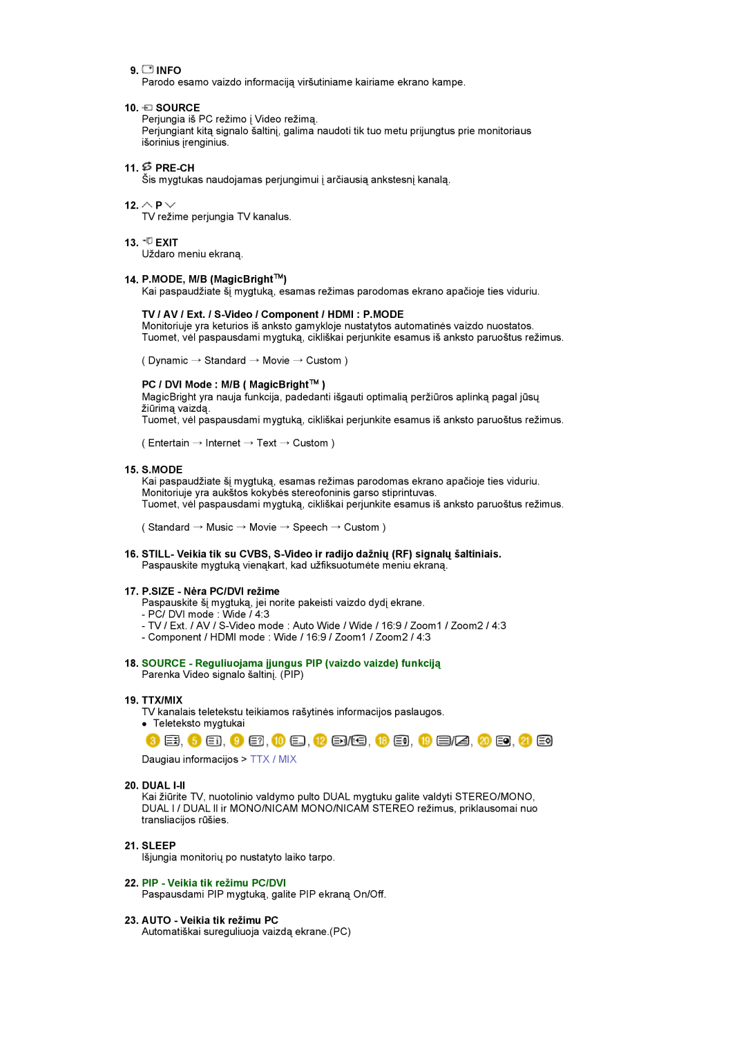 Samsung LS22CRASB/EDC manual Source, Ttx/Mix 