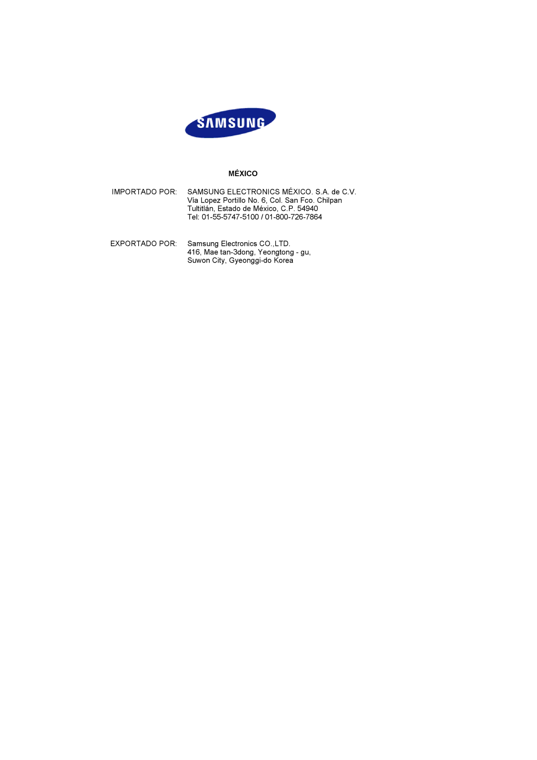 Samsung LS22CRASB/EDC manual México 