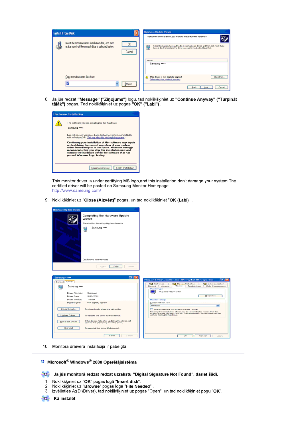 Samsung LS22CRASB/EDC manual Kā instalēt 