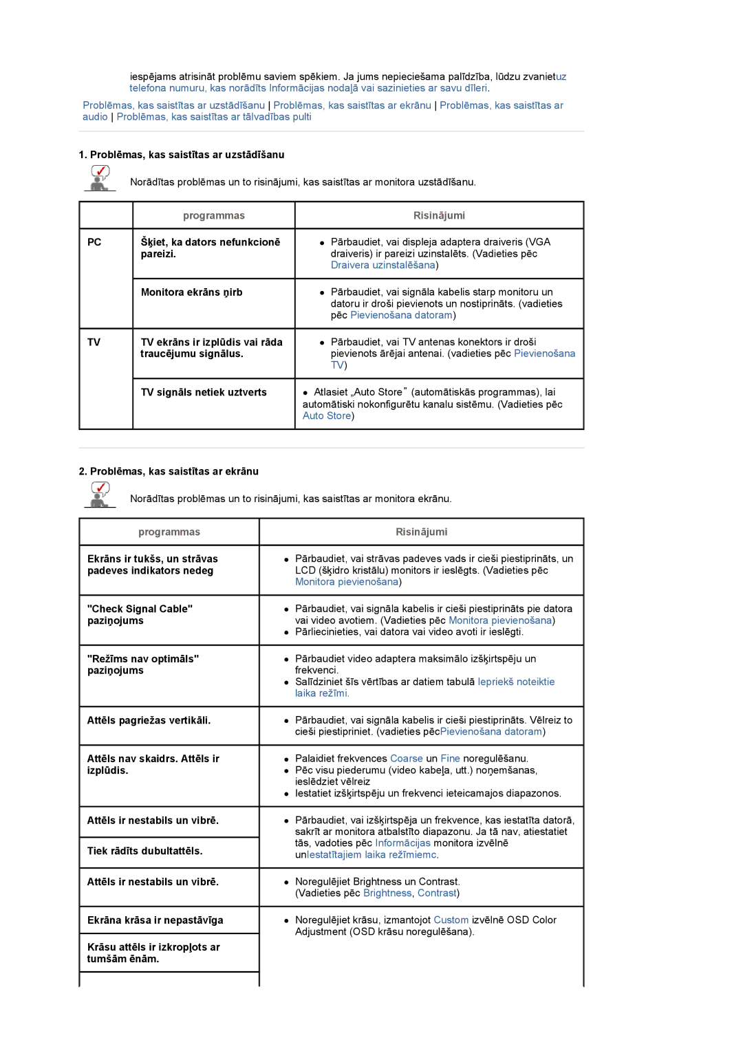 Samsung LS22CRASB/EDC manual Programmas Risinājumi 