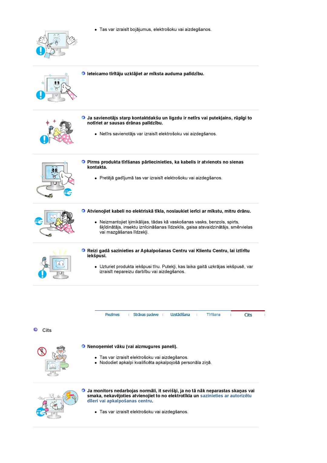 Samsung LS22CRASB/EDC manual Cits, Nenoņemiet vāku vai aizmugures paneli 