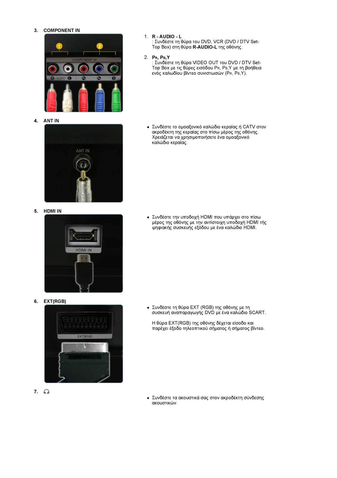 Samsung LS22CRASB/EDC manual Component, Ant, Hdmi, Extrgb 