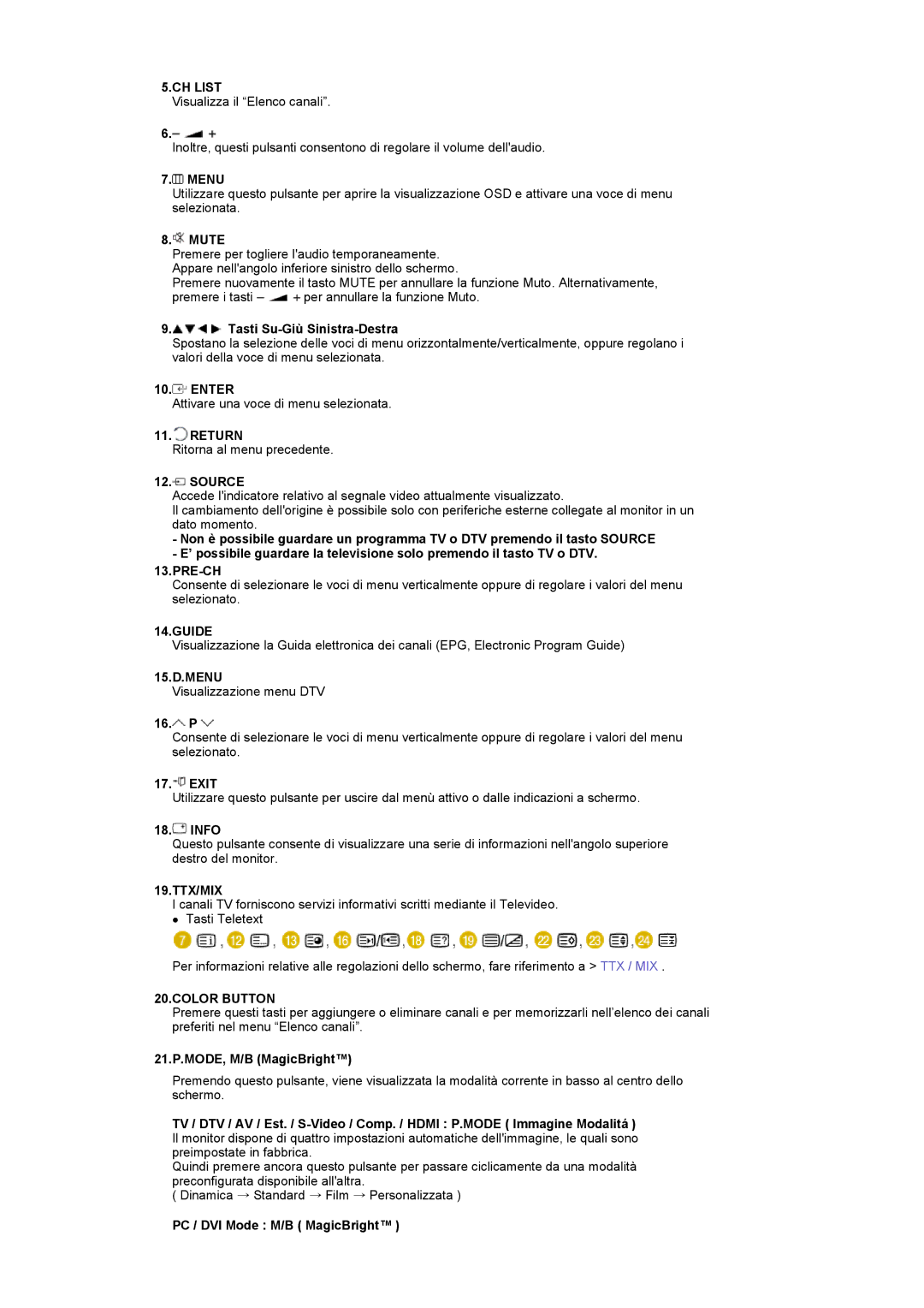 Samsung LS22CRDSB/EDC, LS22CRDSF/EDC manual Source, Pre-Ch, 19.TTX/MIX 