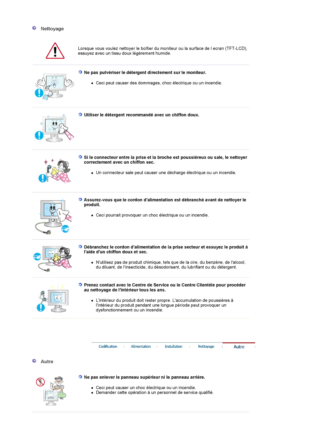 Samsung LS22CRDSF/EDC manual Nettoyage, Autre, Ne pas pulvériser le détergent directement sur le moniteur 