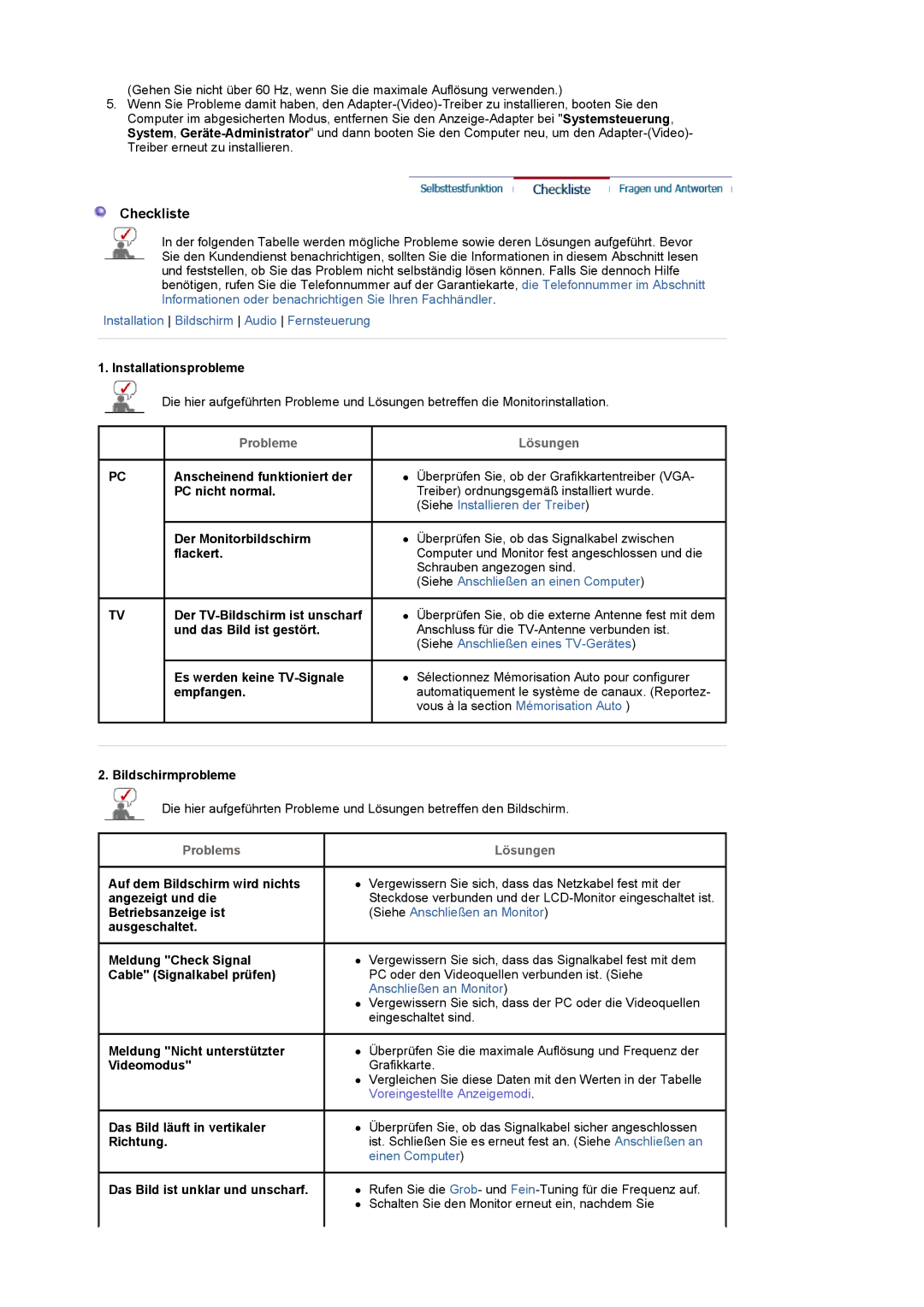 Samsung LS22CRDSF/EDC manual Checkliste 