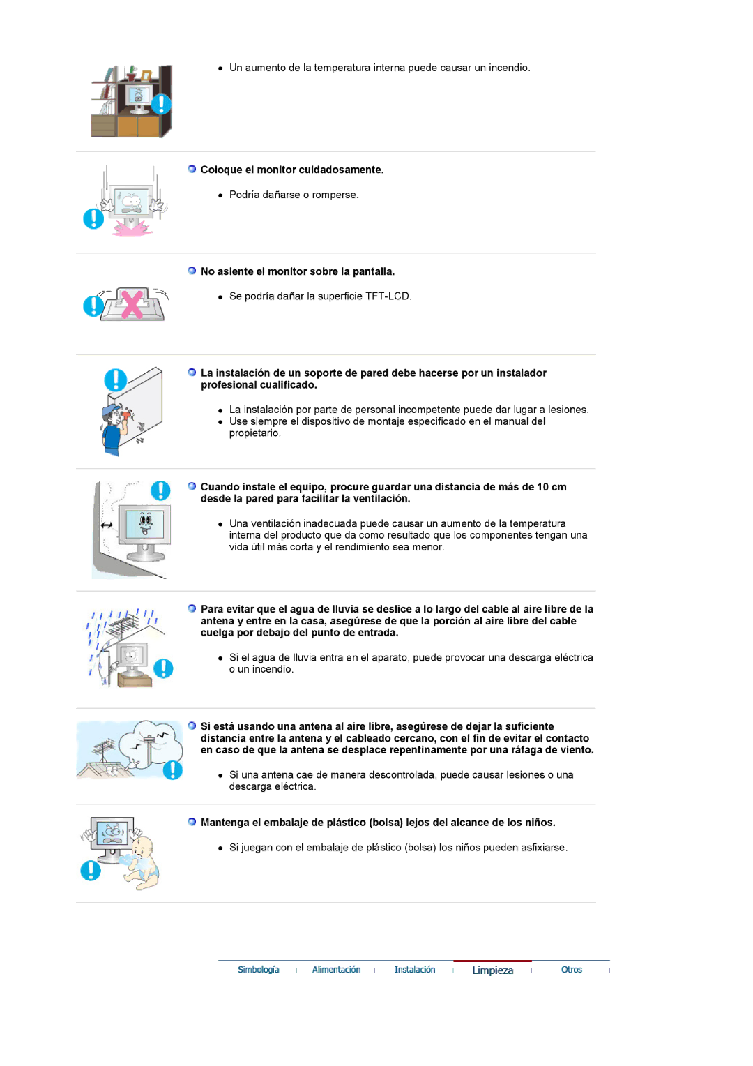 Samsung LS22CRDSF/EDC manual Coloque el monitor cuidadosamente, No asiente el monitor sobre la pantalla 