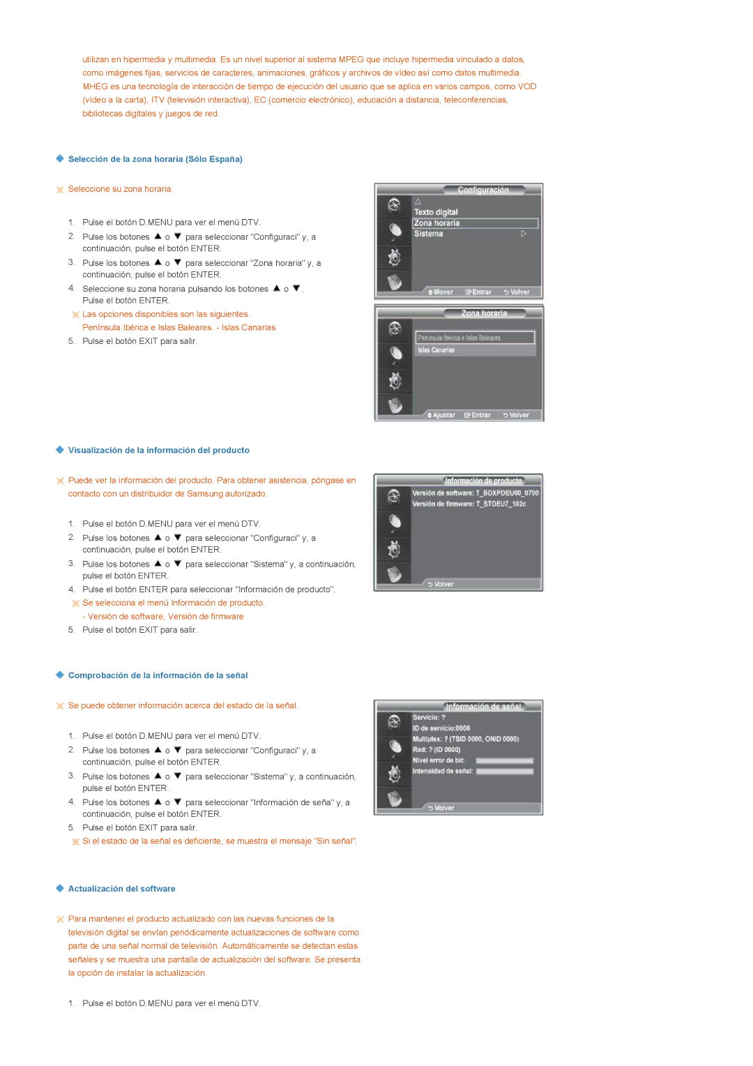 Samsung LS22CRDSF/EDC manual Selección de la zona horaria Sólo España 