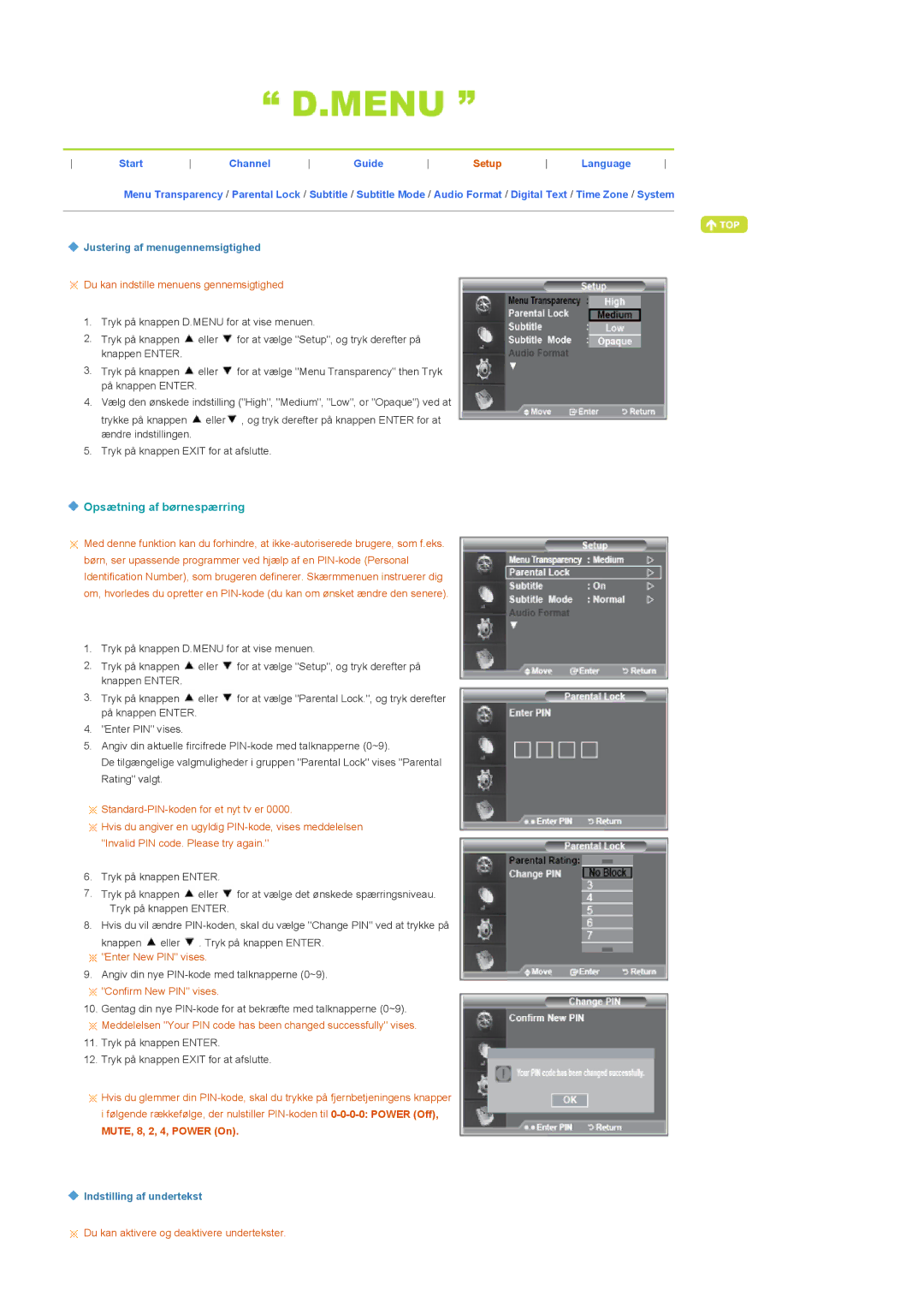 Samsung LS22CRDSF/EDC manual Opsætning af børnespærring, Setup 