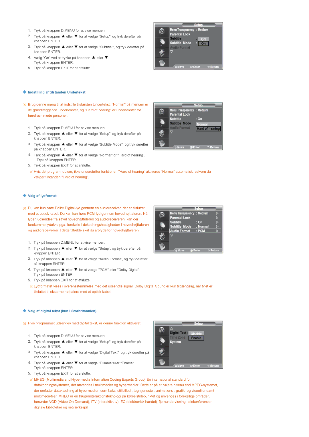 Samsung LS22CRDSF/EDC manual Indstilling af tilstanden Undertekst 