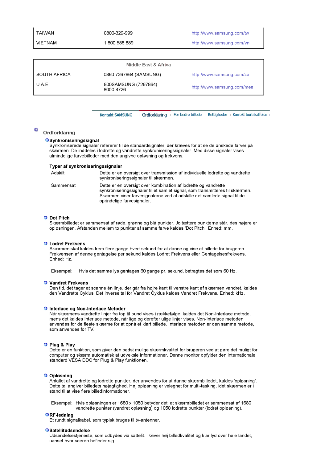 Samsung LS22CRDSF/EDC manual Ordforklaring 