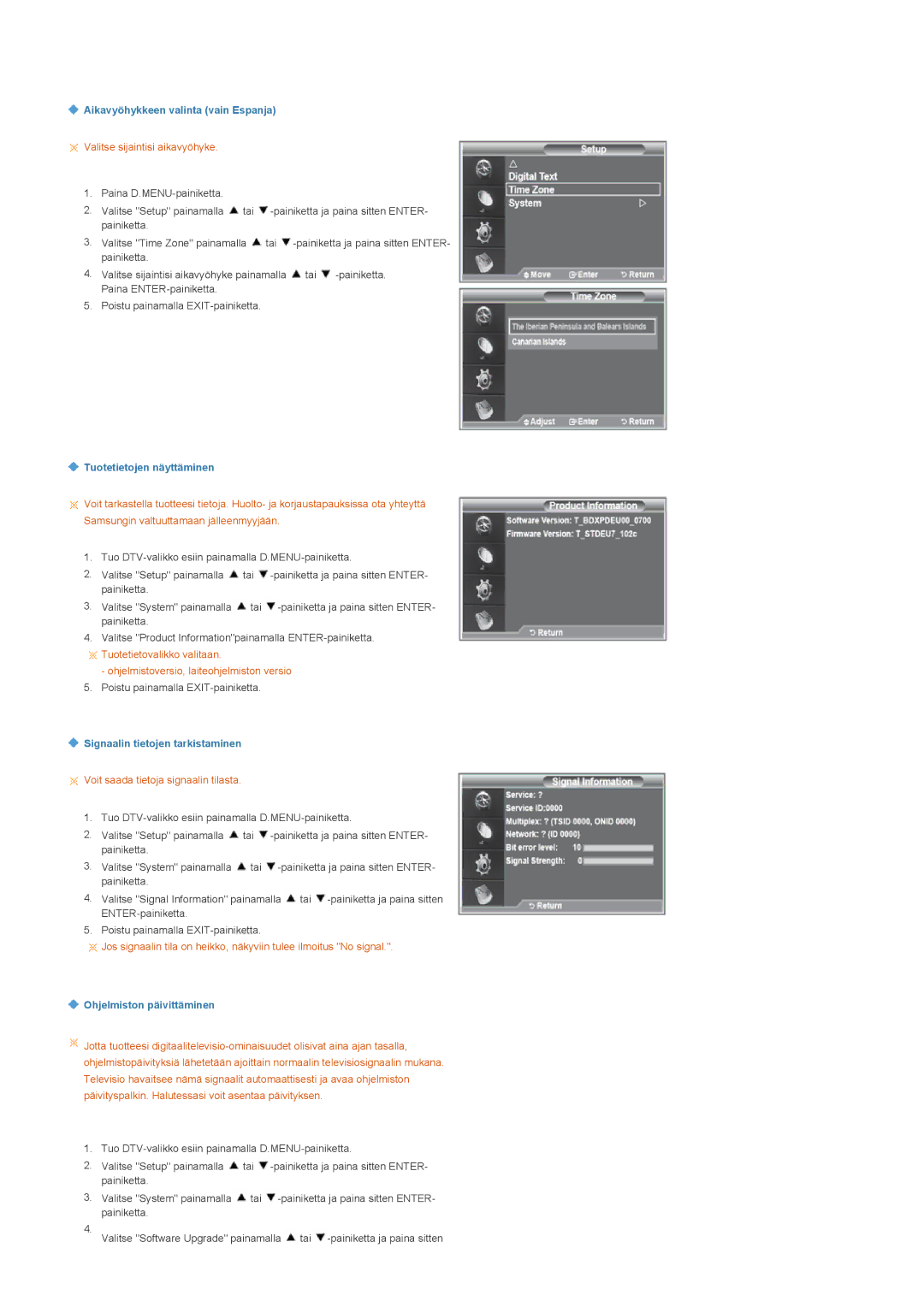 Samsung LS22CRDSF/EDC manual Aikavyöhykkeen valinta vain Espanja 