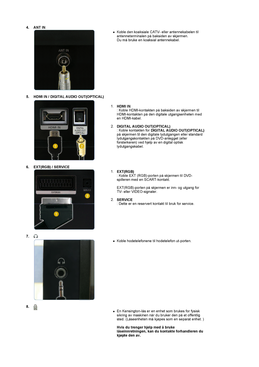 Samsung LS22CRDSF/EDC manual Ant, Hdmi in / Digital Audio Outoptical, Extrgb / Service 