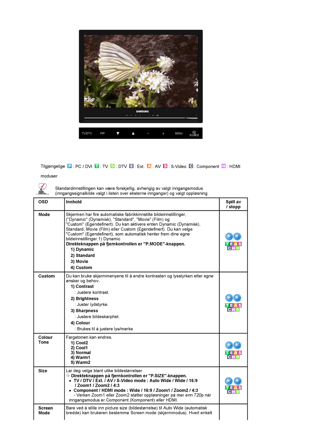 Samsung LS22CRDSF/EDC manual Justere bildeskarphet 