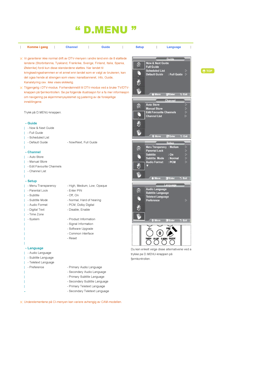 Samsung LS22CRDSF/EDC manual Guide, Channel, Setup, Language 