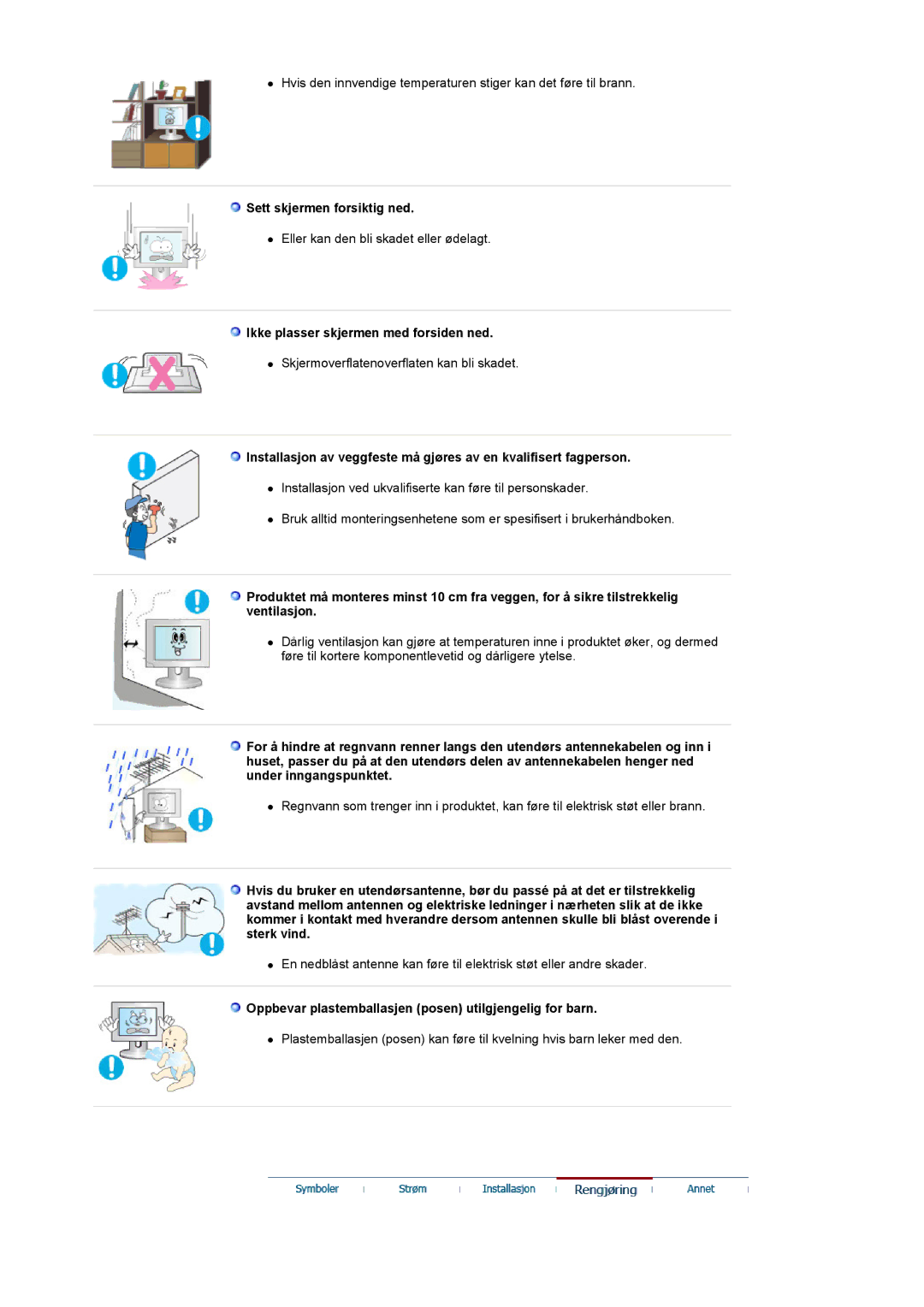 Samsung LS22CRDSF/EDC manual Sett skjermen forsiktig ned, Ikke plasser skjermen med forsiden ned 