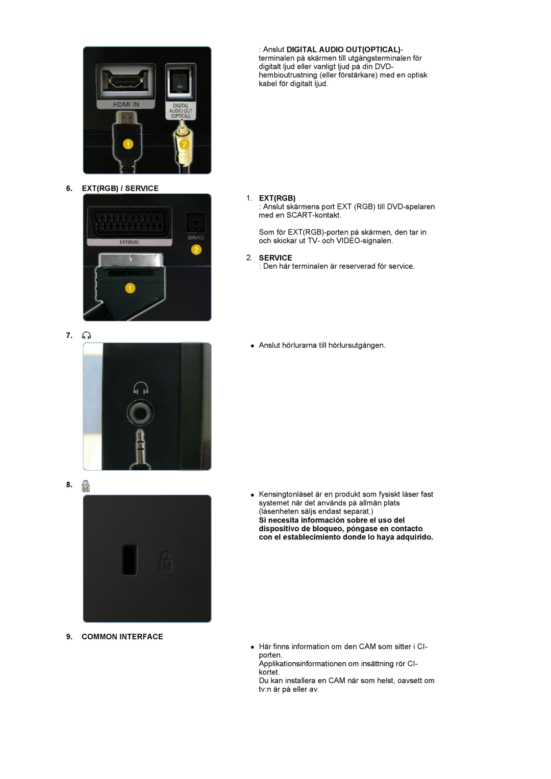 Samsung LS22CRDSF/EDC manual Extrgb / Service, Common Interface 