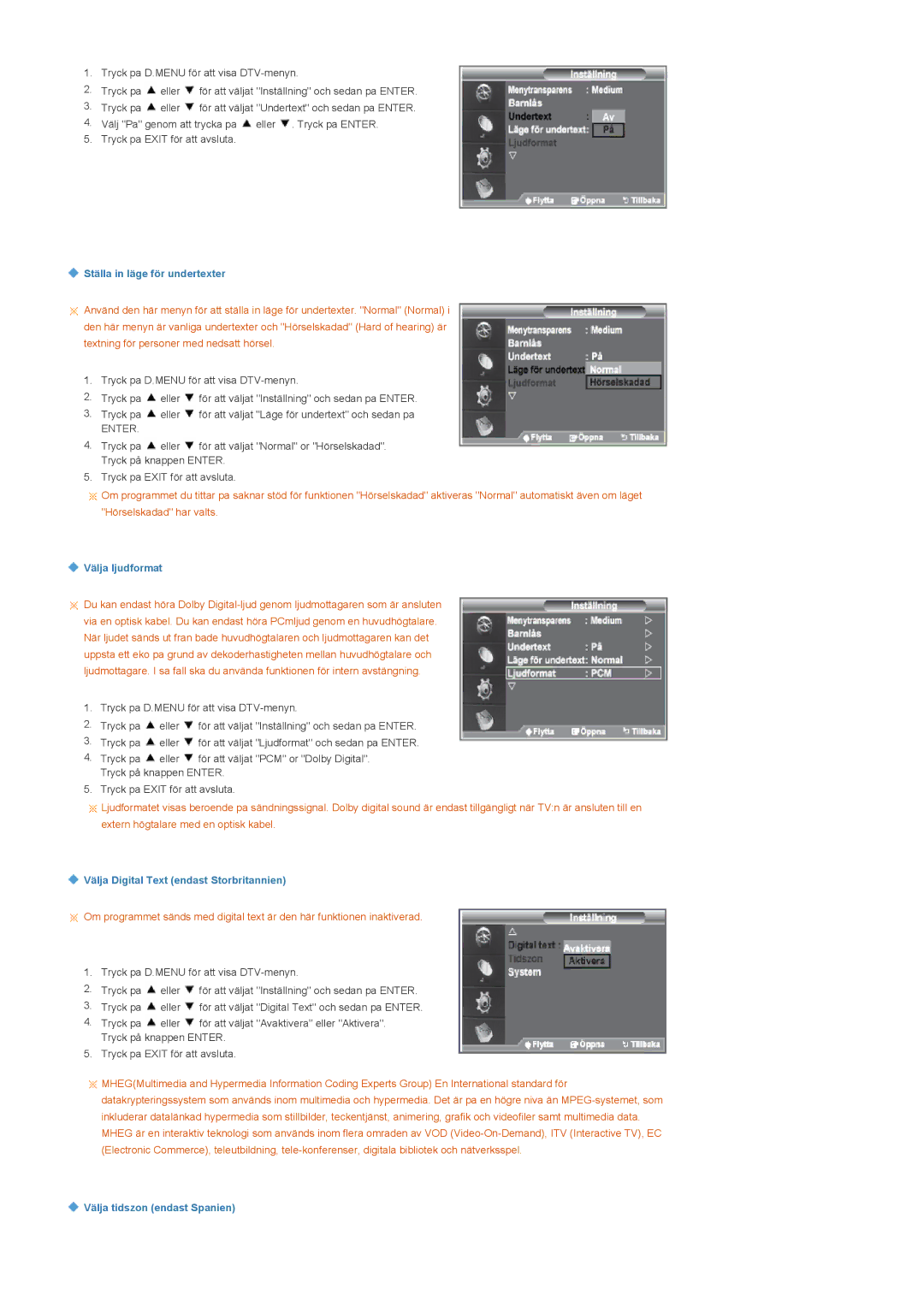 Samsung LS22CRDSF/EDC manual Ställa in läge för undertexter 