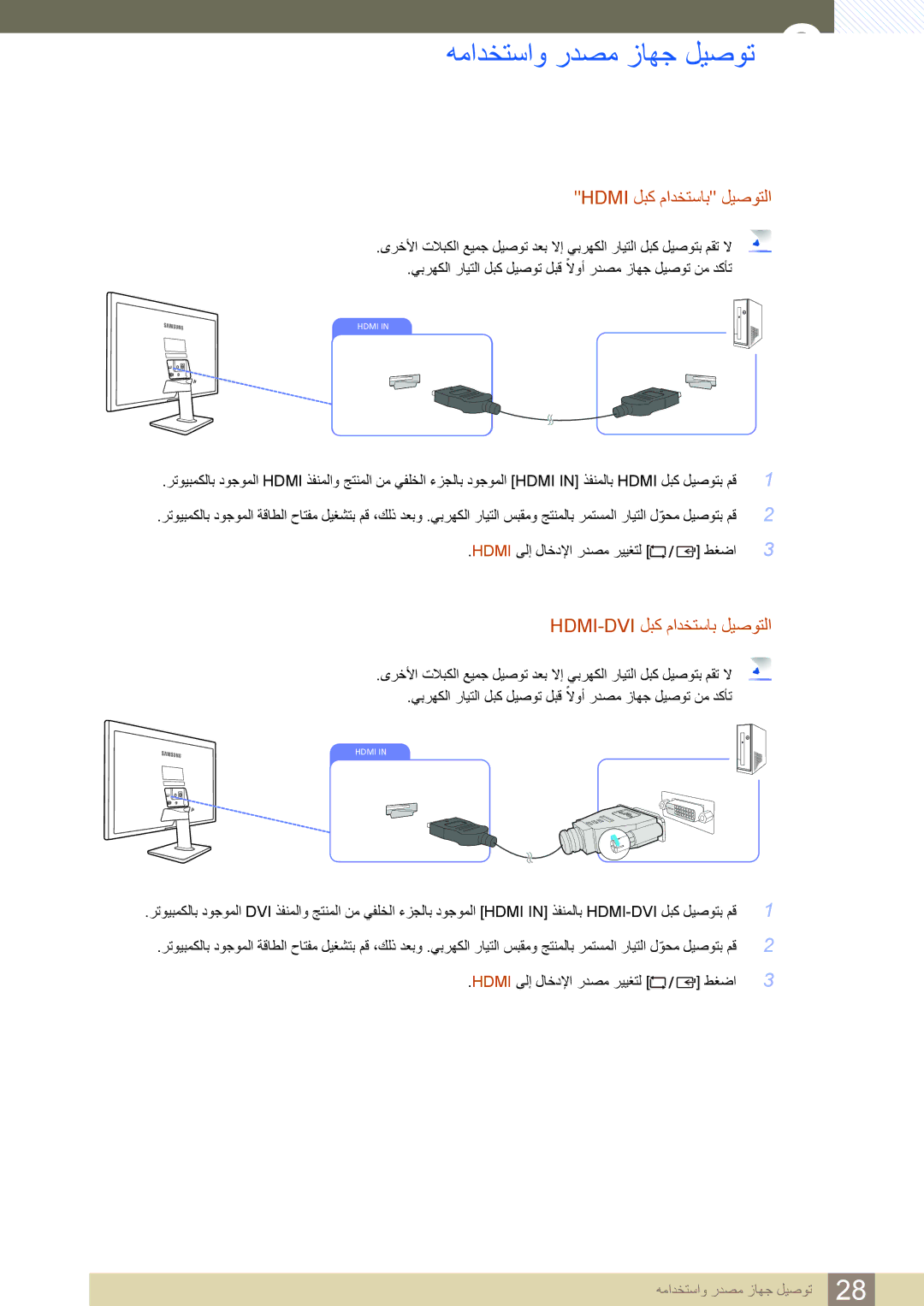 Samsung LS22D390HS/NG, LS22D390HSX/KZ, LS24D390HLX/KZ, LS27D390HS/HD همادختساو ردصم زاهج ليصوت, Hdmi لبك مادختساب ليصوتلا 