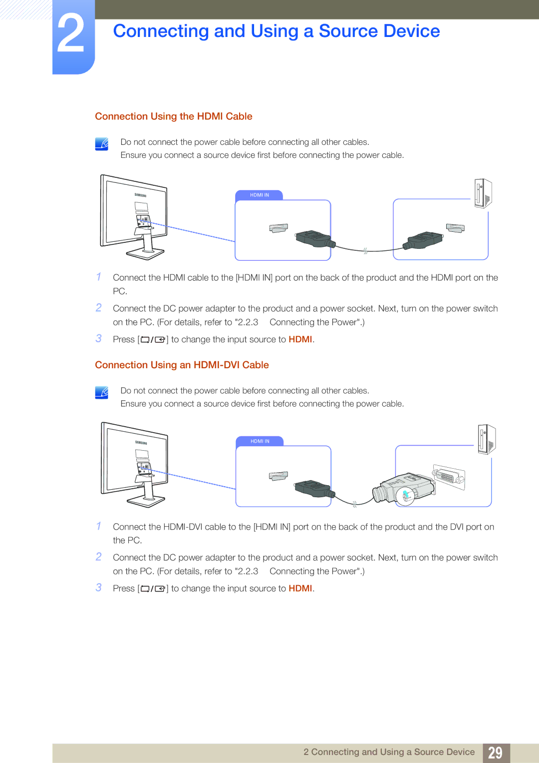 Samsung LS27D390HS/EN, LS22D390QS/EN, LS24D390HL/EN, LS22D390HS/EN, LS22D390HSX/KZ manual Connection Using the Hdmi Cable 