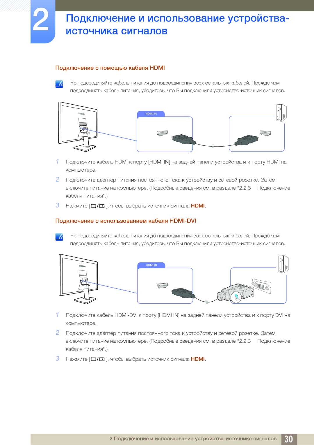 Samsung LS22D390QS/EN, LS27D390HS/EN manual Подключение с помощью кабеля Hdmi, Подключение с использованием кабеля HDMI-DVI 