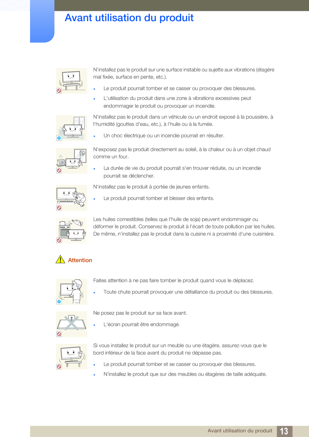 Samsung LS27D390HS/EN, LS22D390QS/EN, LS24D390HL/EN, LS22D390HS/EN Un choc électrique ou un incendie pourrait en résulter 