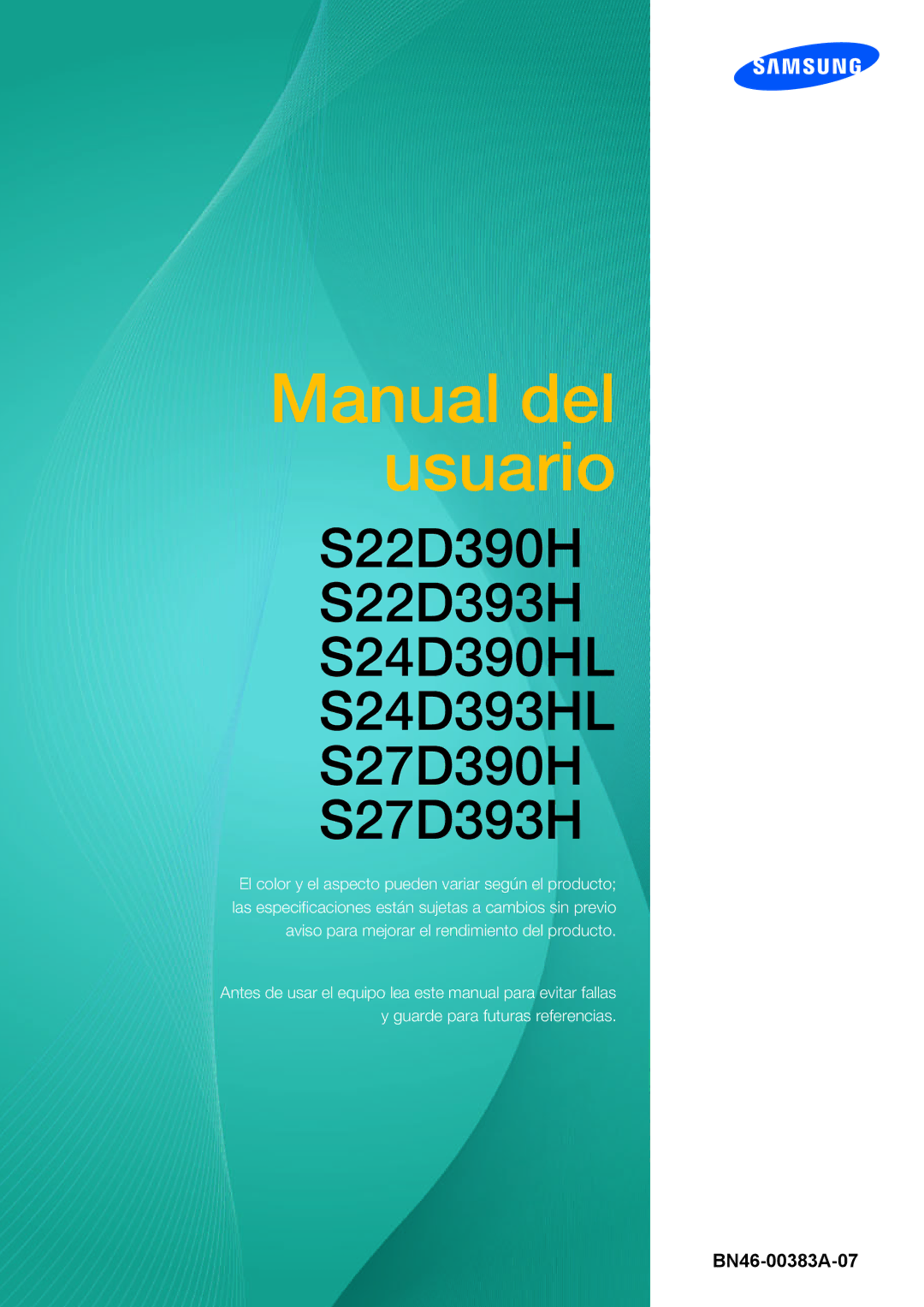 Samsung LS27D390HS/EN, LS22D390QS/EN, LS24D390HL/EN, LS22D390HS/EN manual Manual del usuario 