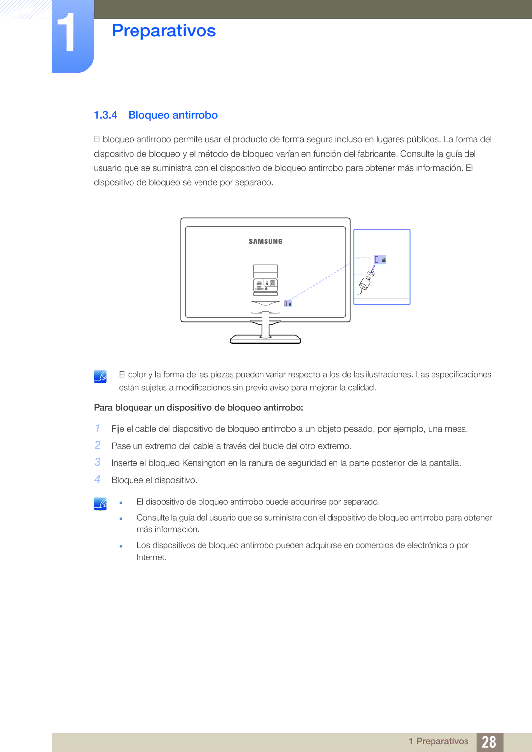 Samsung LS22D390QS/EN, LS27D390HS/EN, LS24D390HL/EN, LS22D390HS/EN manual Bloqueo antirrobo 