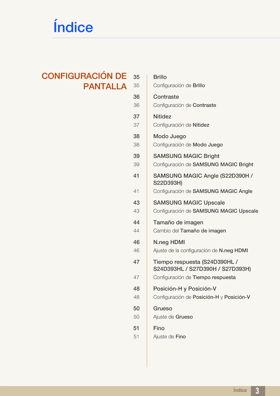 Samsung LS22D390HS/EN, LS22D390QS/EN, LS27D390HS/EN, LS24D390HL/EN manual Configuración DE Pantalla 