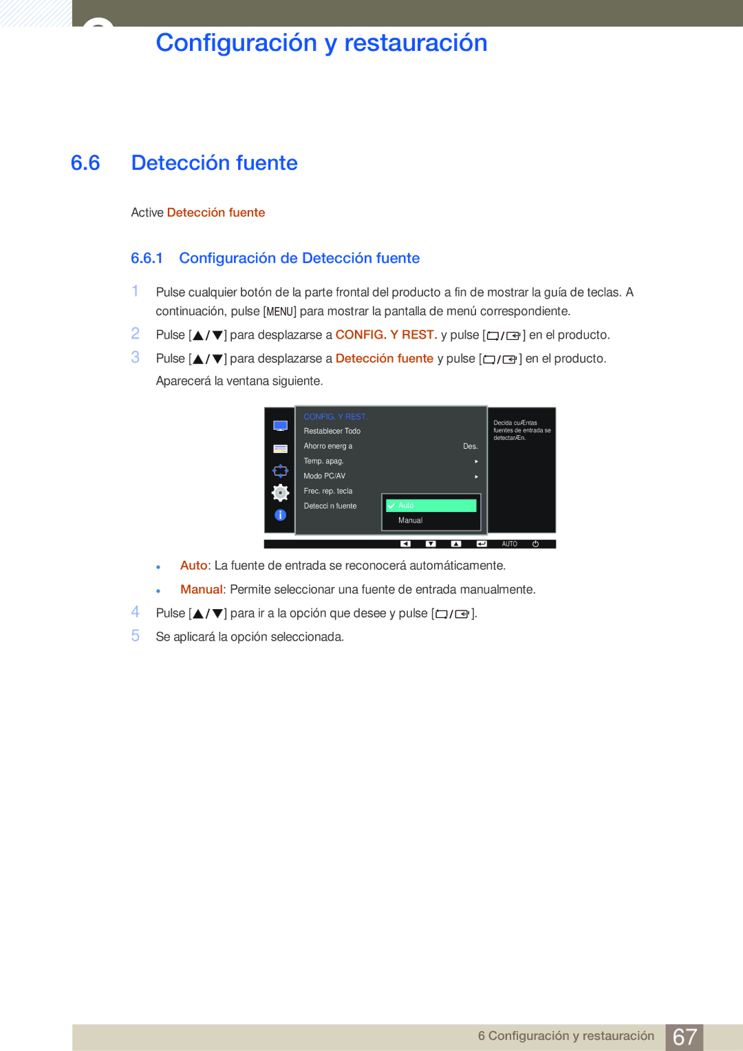 Samsung LS22D390HS/EN, LS22D390QS/EN, LS27D390HS/EN, LS24D390HL/EN manual Configuración de Detección fuente 