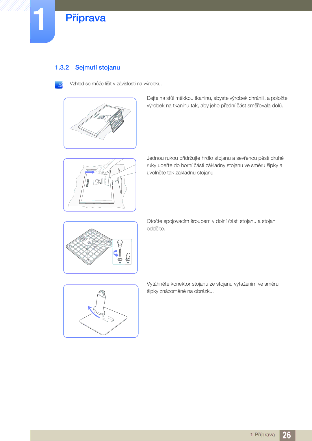 Samsung LS24D390HL/EN, LS22D390QS/EN, LS27D390HS/EN, LS22D390HS/EN manual Sejmutí stojanu 