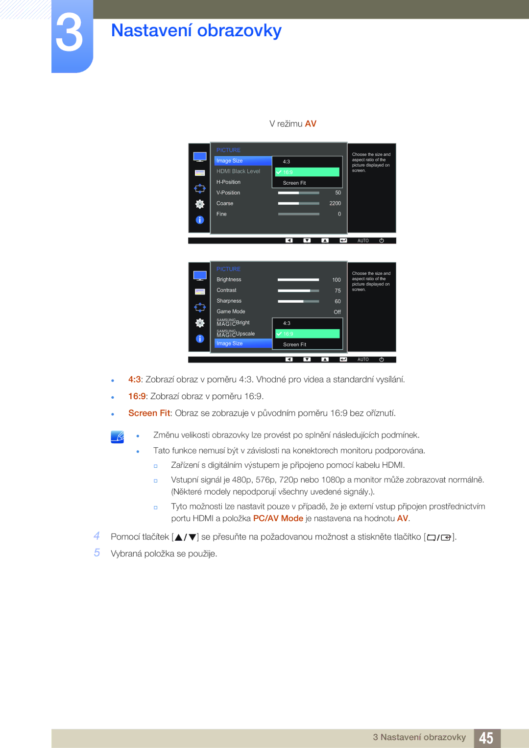 Samsung LS27D390HS/EN, LS22D390QS/EN, LS24D390HL/EN, LS22D390HS/EN manual Režimu AV 