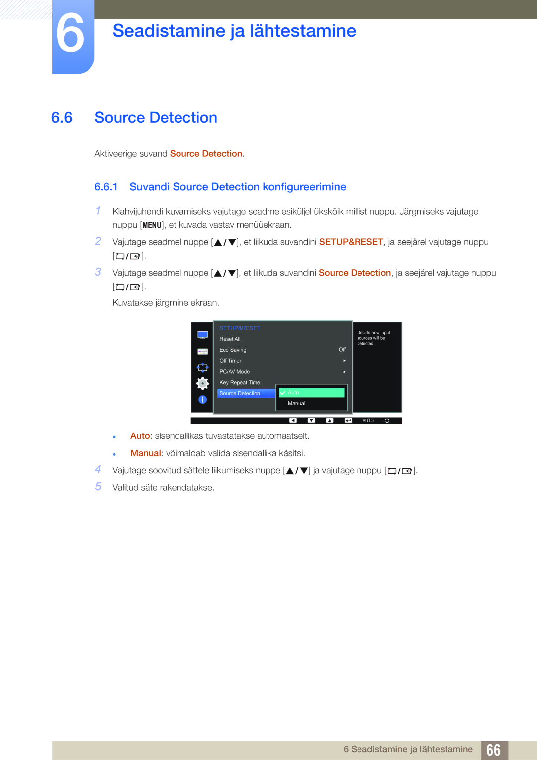 Samsung LS24D390HL/EN, LS22D390QS/EN, LS27D390HS/EN, LS22D390HS/EN manual Suvandi Source Detection konfigureerimine 