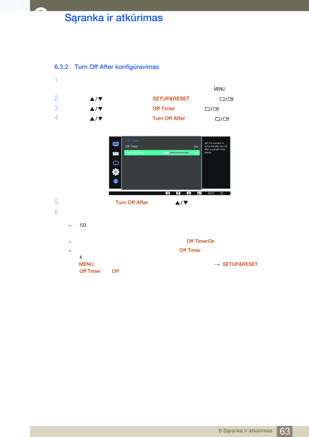 Samsung LS22D390HS/EN, LS22D390QS/EN, LS27D390HS/EN, LS24D390HL/EN manual Turn Off After konfigūravimas, Šis ekrano rodinys 