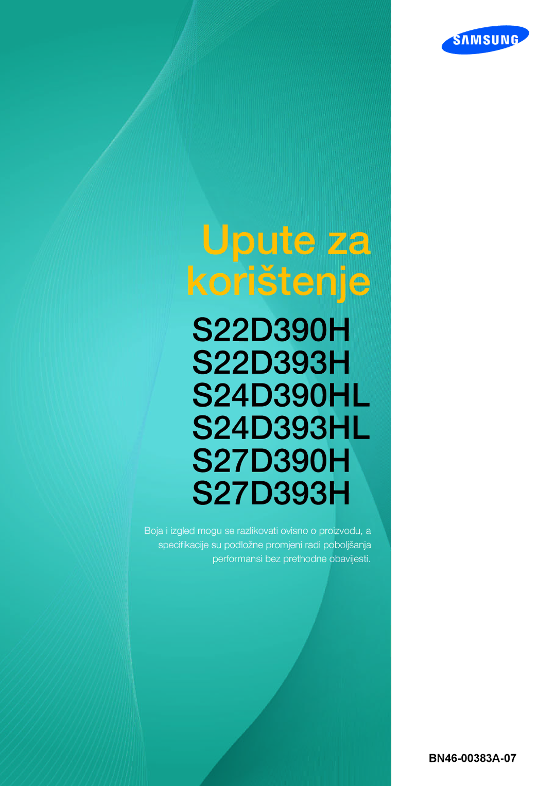 Samsung LS27D390HS/EN, LS22D390QS/EN, LS24D390HL/EN, LS22D390HS/EN manual Upute za korištenje 