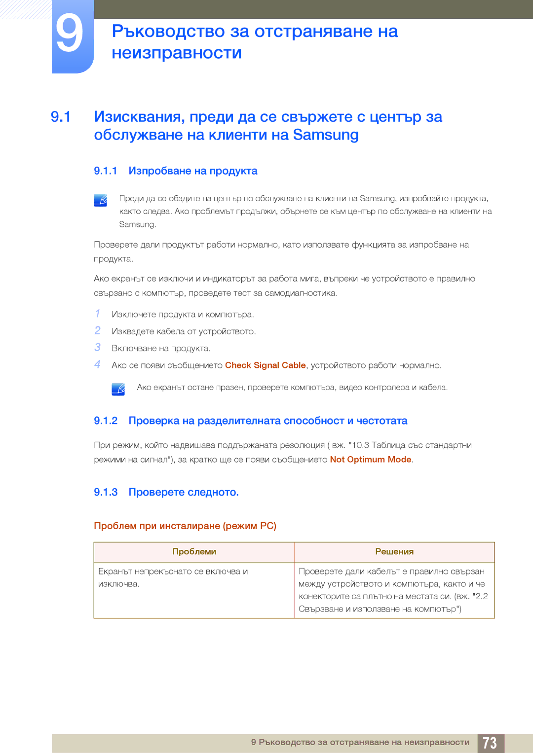 Samsung LS27D390HS/EN, LS22D390QS/EN, LS24D390HL/EN Ръководство за отстраняване на, Неизправности, 1 Изпробване на продукта 