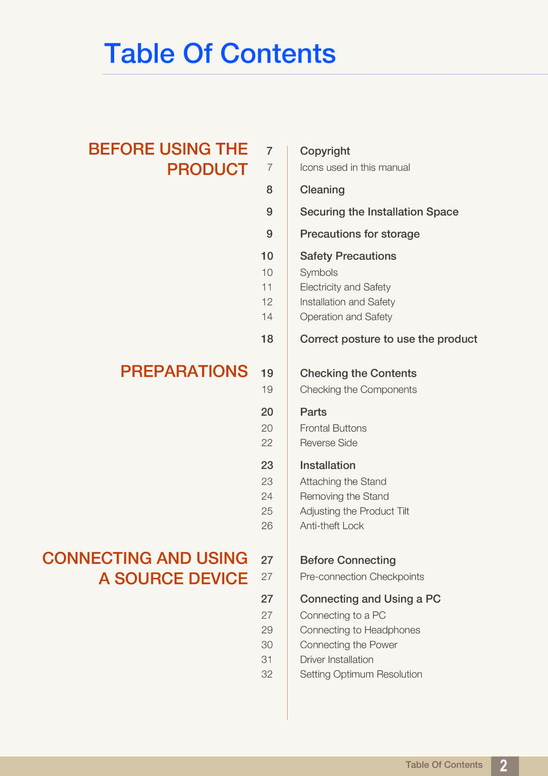 Samsung LS22D390QS/EN manual Table Of Contents 