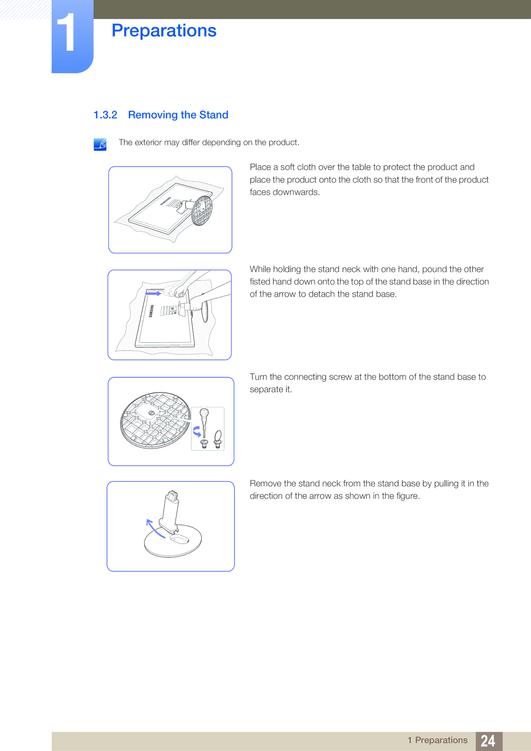 Samsung LS22D390QS/EN manual Removing the Stand 