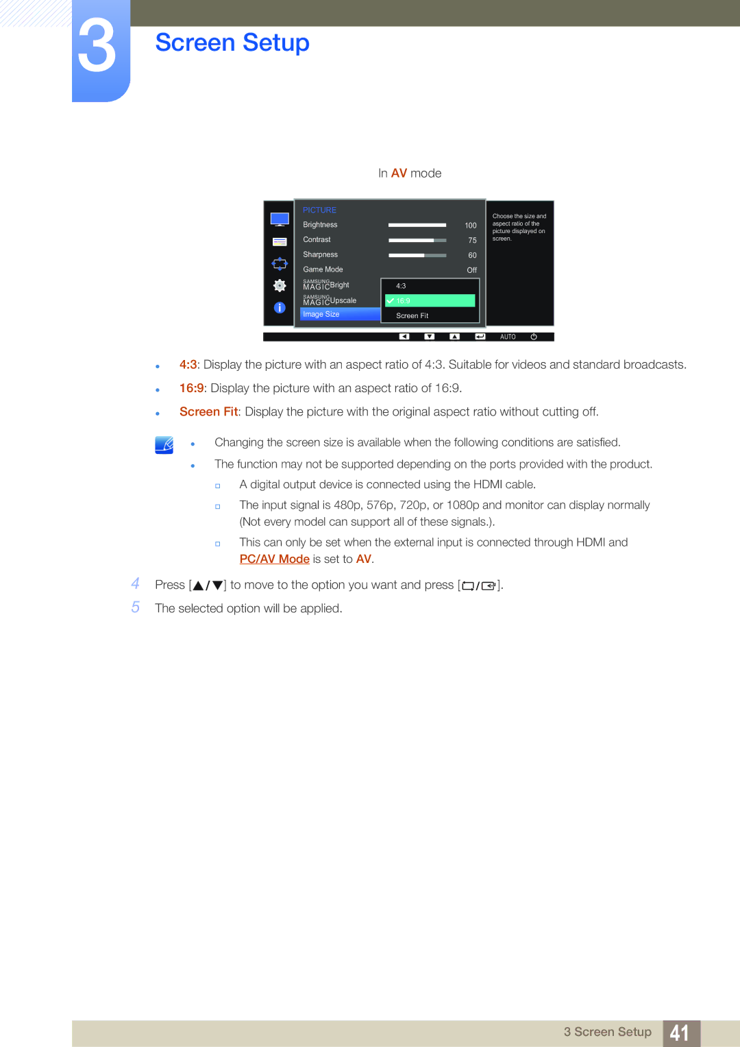 Samsung LS22D390QS/EN manual AV mode 