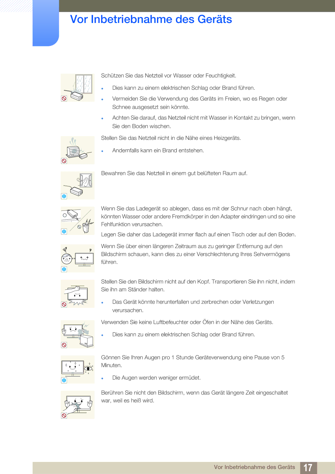 Samsung LS22D390QS/EN manual Vor Inbetriebnahme des Geräts 