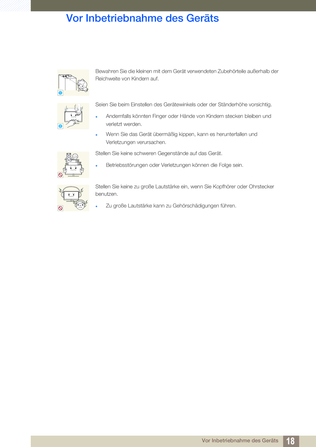 Samsung LS22D390QS/EN manual Vor Inbetriebnahme des Geräts 