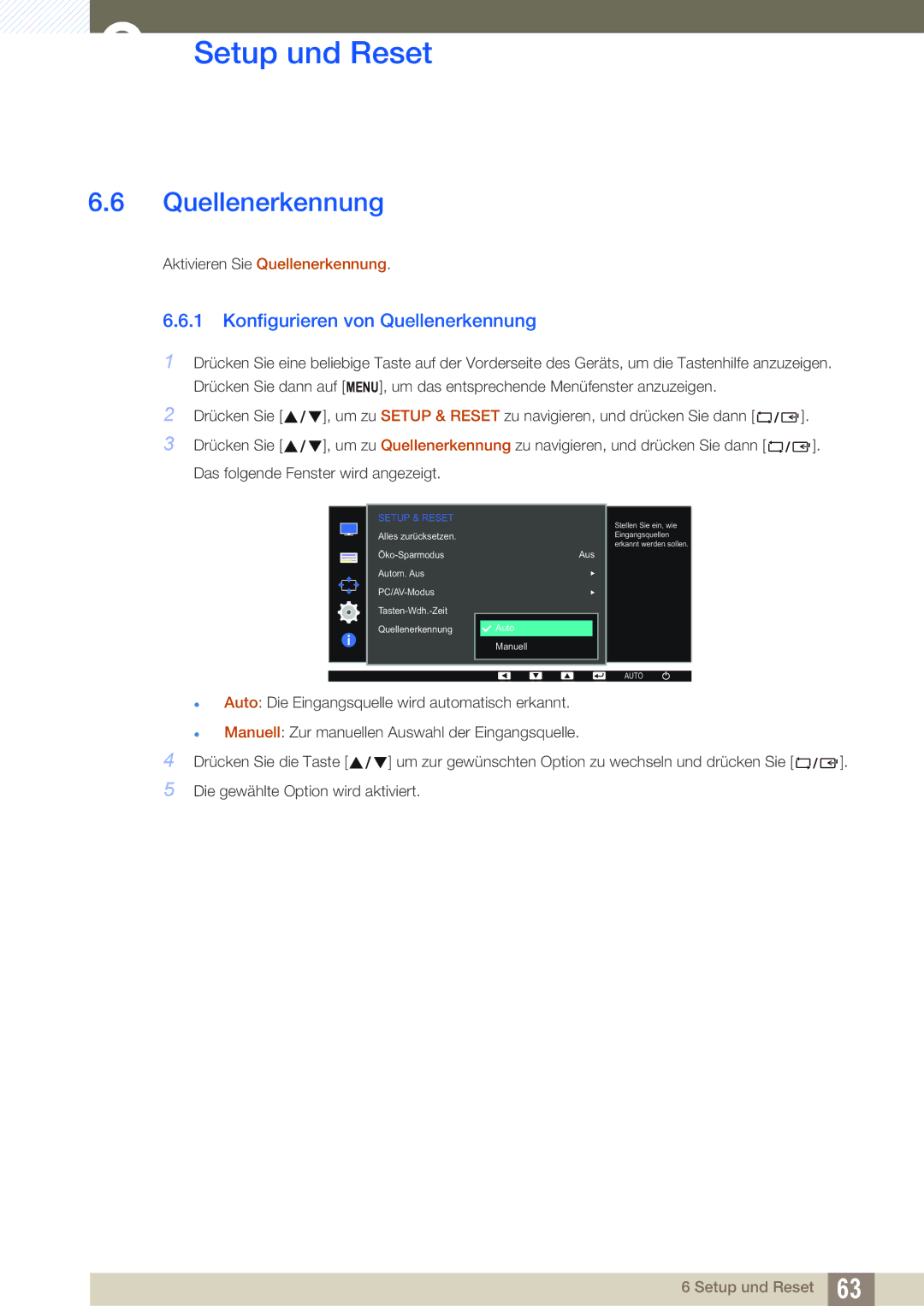 Samsung LS22D390QS/EN manual Konfigurieren von Quellenerkennung 